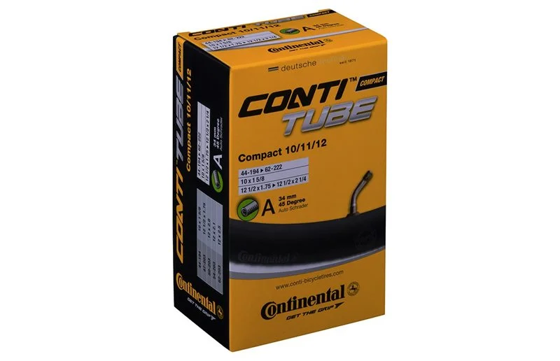 Sykkelslange Continental Compact 10/11/12'' Schrader 45° 34mm 44/62-194/222 v:7362236