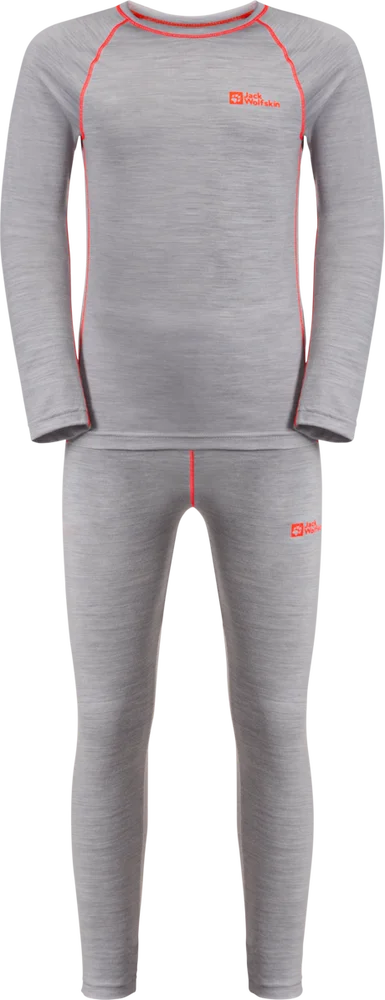 Jack Wolfskin Kids’ Merino Baselayer Set Pebble v:5871431 Jack Wolfskin Kids’ Merino Baselayer Set Pebble v:5871431