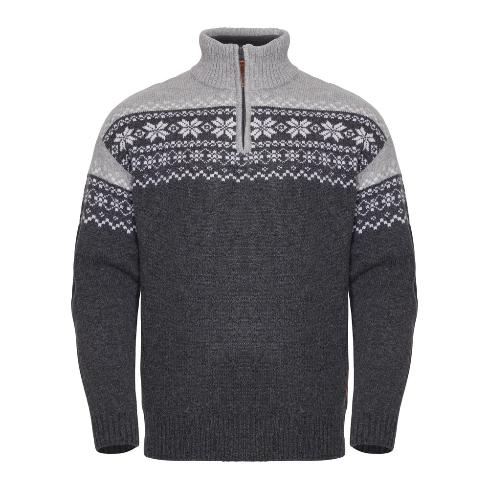 Gridarmor Men's Snøkrystall Half Zip Ullgenser Dark Grey/Light Grey/White v:7447245