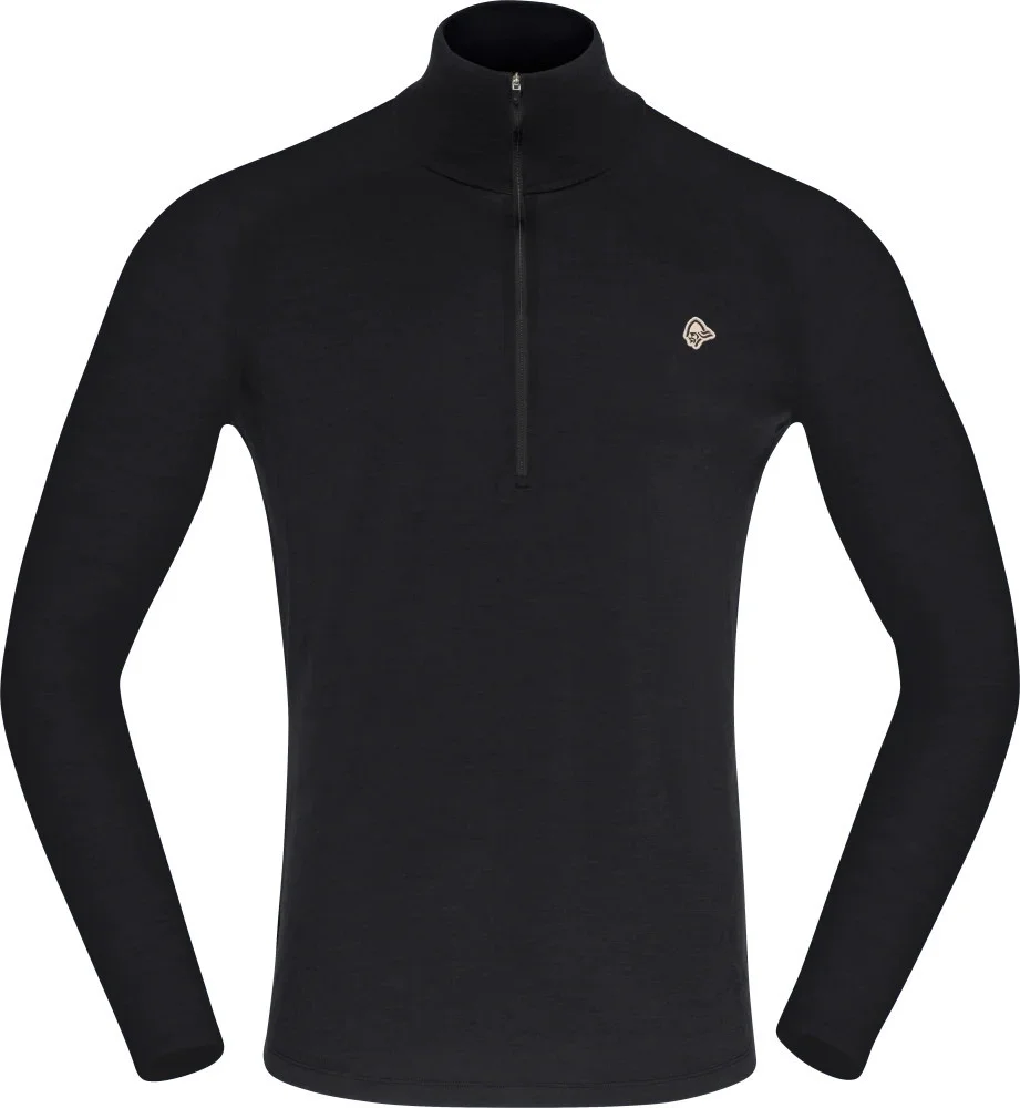 Norrøna Men's Femund PureUll Zip Neck Caviar Black v:7302381
